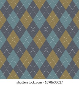 Argyle pattern geometric design in brown, blue, purple. Traditional vector argyll background for gift wrapping, socks, sweater, jumper, or other modern autumn winter classic fashion textile.