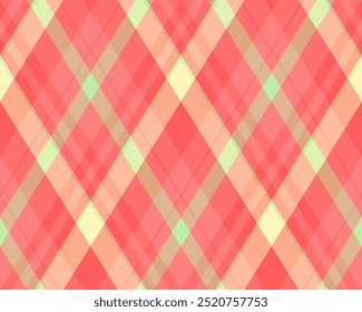 Argyle pattern of geometric rhombus. Harlequin check wallpaper design. Classic diamond shaped textile material for web background, print fabric clothing, sweater, wrapping paper, gift card, invitation
