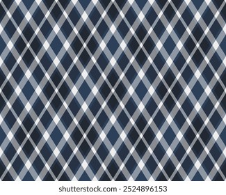 Argyle pattern of geometric rhombus. Harlequin check wallpaper design. Classic diamond shaped textile material for web background, print fabric clothing, sweater, wrapping paper, gift card, invitation