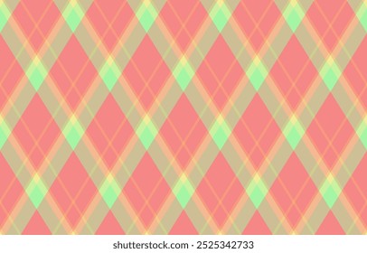 Argyle pattern of geometric rhombus. Harlequin check wallpaper design. Classic diamond shaped textile material for web background, print fabric clothing, sweater, wrapping paper, gift card, invitation