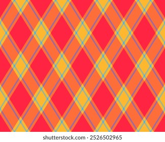Argyle pattern of geometric rhombus. Harlequin check wallpaper design. Classic diamond shaped textile material for web background, print fabric clothing, sweater, wrapping paper, gift card, invitation