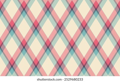 Argyle pattern of geometric rhombus. Harlequin check wallpaper design. Classic diamond shaped textile material for web background, print fabric clothing, sweater, wrapping paper, gift card, invitation