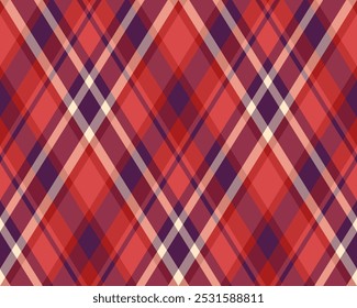 Argyle pattern of geometric rhombus. Harlequin check wallpaper design. Classic diamond shaped textile material for web background, print fabric clothing, sweater, wrapping paper, gift card, invitation