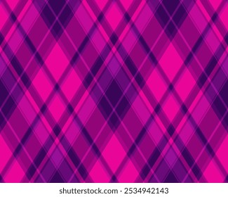 Argyle pattern of geometric rhombus. Harlequin check wallpaper design. Classic diamond shaped textile material for web background, print fabric clothing, sweater, wrapping paper, gift card, invitation