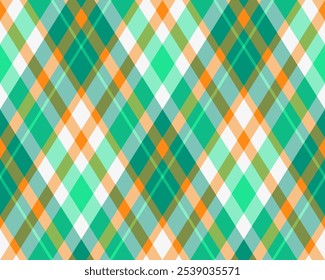Argyle pattern of geometric rhombus. Harlequin check wallpaper design. Classic diamond shaped textile material for web background, print fabric clothing, sweater, wrapping paper, gift card, invitation