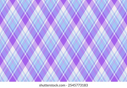 Argyle pattern of geometric rhombus. Harlequin check wallpaper design. Classic diamond shaped textile material for web background, print fabric clothing, sweater, wrapping paper, gift card, invitation