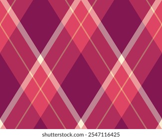 Argyle pattern of geometric rhombus. Harlequin check wallpaper design. Classic diamond shaped textile material for web background, print fabric clothing, sweater, wrapping paper, gift card, invitation