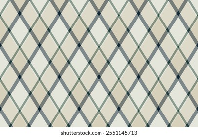 Argyle pattern of geometric rhombus. Harlequin check wallpaper design. Classic diamond shaped textile material for web background, print fabric clothing, sweater, wrapping paper, gift card, invitation
