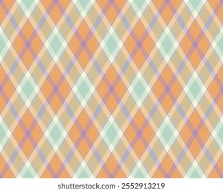 Argyle pattern of geometric rhombus. Harlequin check wallpaper design. Classic diamond shaped textile material for web background, print fabric clothing, sweater, wrapping paper, gift card, invitation