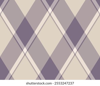 Argyle pattern of geometric rhombus. Harlequin check wallpaper design. Classic diamond shaped textile material for web background, print fabric clothing, sweater, wrapping paper, gift card, invitation