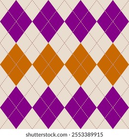 Argyle pattern of geometric rhombus. Harlequin design. Classic diamond shaped textile material for gift wrapping paper, socks, sweater, jumper, other modern textile or paper design.