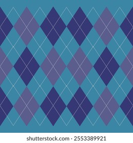 Argyle pattern of geometric rhombus. Harlequin design. Classic diamond shaped textile material for gift wrapping paper, socks, sweater, jumper, other modern textile or paper design.