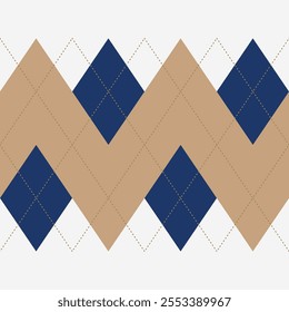 Argyle pattern of geometric rhombus. Harlequin design. Classic diamond shaped textile material for gift wrapping paper, socks, sweater, jumper, other modern textile or paper design.
