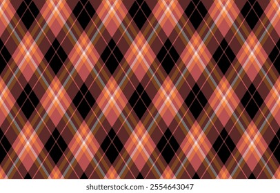 Argyle pattern of geometric rhombus. Harlequin check wallpaper design. Classic diamond shaped textile material for web background, print fabric clothing, sweater, wrapping paper, gift card, invitation