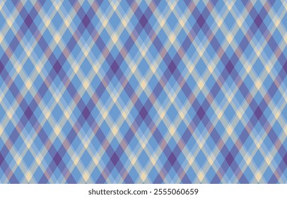 Argyle pattern of geometric rhombus. Harlequin check wallpaper design. Classic diamond shaped textile material for web background, print fabric clothing, sweater, wrapping paper, gift card, invitation