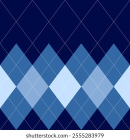 Argyle pattern of geometric rhombus. Harlequin design. Classic diamond shaped textile material for gift wrapping paper, socks, sweater, jumper, other modern textile or paper design.