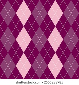 Argyle pattern of geometric rhombus. Harlequin design. Classic diamond shaped textile material for gift wrapping paper, socks, sweater, jumper, other modern textile or paper design.