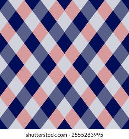 Argyle pattern of geometric rhombus. Harlequin design. Classic diamond shaped textile material for gift wrapping paper, socks, sweater, jumper, other modern textile or paper design.