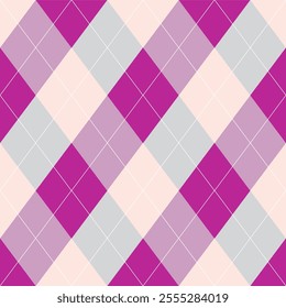 Argyle pattern  of geometric rhombus. Harlequin design. Classic diamond shaped textile material for gift wrapping paper, socks, sweater, jumper, other modern textile or paper design.
