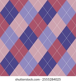Argyle pattern  of geometric rhombus. Harlequin design. Classic diamond shaped textile material for gift wrapping paper, socks, sweater, jumper, other modern textile or paper design.