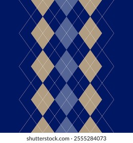 Argyle pattern of geometric rhombus. Harlequin design. Classic diamond shaped textile material for gift wrapping paper, socks, sweater, jumper, other modern textile or paper design.