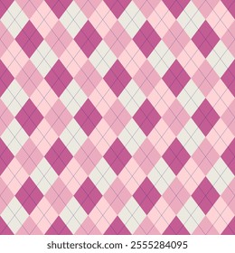 Argyle pattern of geometric rhombus. Harlequin design. Classic diamond shaped textile material for gift wrapping paper, socks, sweater, jumper, other modern textile or paper design.