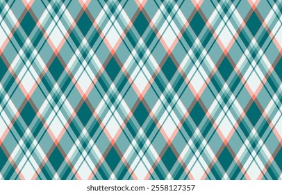 Argyle pattern of geometric rhombus. Harlequin check wallpaper design. Classic diamond shaped textile material for web background, print fabric clothing, sweater, wrapping paper, gift card, invitation