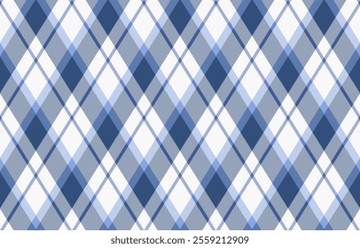 Argyle pattern of geometric rhombus. Harlequin check wallpaper design. Classic diamond shaped textile material for web background, print fabric clothing, sweater, wrapping paper, gift card, invitation