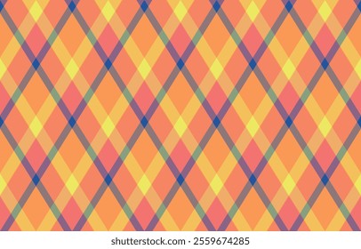 Argyle pattern of geometric rhombus. Harlequin check wallpaper design. Classic diamond shaped textile material for web background, print fabric clothing, sweater, wrapping paper, gift card, invitation