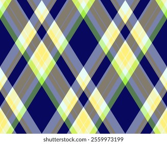 Argyle pattern of geometric rhombus. Harlequin check wallpaper design. Classic diamond shaped textile material for web background, print fabric clothing, sweater, wrapping paper, gift card, invitation