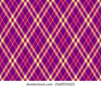 Argyle pattern of geometric rhombus. Harlequin check wallpaper design. Classic diamond shaped textile material for web background, print fabric clothing, sweater, wrapping paper, gift card, invitation