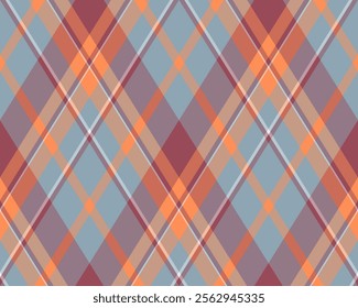 Argyle pattern of geometric rhombus. Harlequin check wallpaper design. Classic diamond shaped textile material for web background, print fabric clothing, sweater, wrapping paper, gift card, invitation