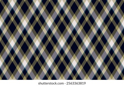 Argyle pattern of geometric rhombus. Harlequin check wallpaper design. Classic diamond shaped textile material for web background, print fabric clothing, sweater, wrapping paper, gift card, invitation