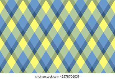 Argyle pattern of geometric rhombus. Harlequin check wallpaper design. Classic diamond shaped textile material for web background, print fabric clothing, sweater, wrapping paper, gift card, invitation