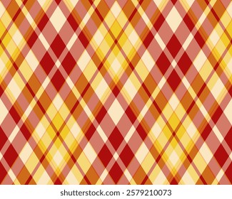 Argyle pattern of geometric rhombus. Harlequin check wallpaper design. Classic diamond shaped textile material for web background, print fabric clothing, sweater, wrapping paper, gift card, invitation