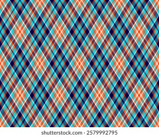 Argyle pattern of geometric rhombus. Harlequin check wallpaper design. Classic diamond shaped textile material for web background, print fabric clothing, sweater, wrapping paper, gift card, invitation