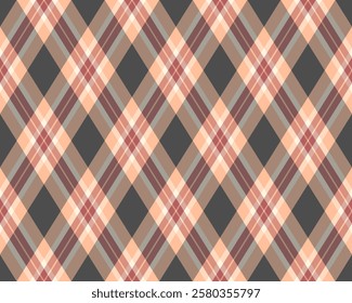 Argyle pattern of geometric rhombus. Harlequin check wallpaper design. Classic diamond shaped textile material for web background, print fabric clothing, sweater, wrapping paper, gift card, invitation