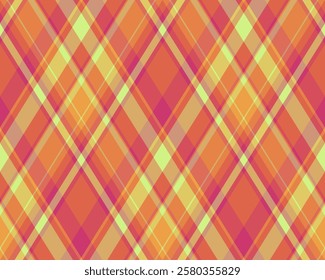 Argyle pattern of geometric rhombus. Harlequin check wallpaper design. Classic diamond shaped textile material for web background, print fabric clothing, sweater, wrapping paper, gift card, invitation