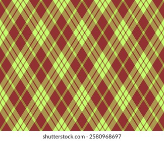 Argyle pattern of geometric rhombus. Harlequin check wallpaper design. Classic diamond shaped textile material for web background, print fabric clothing, sweater, wrapping paper, gift card, invitation