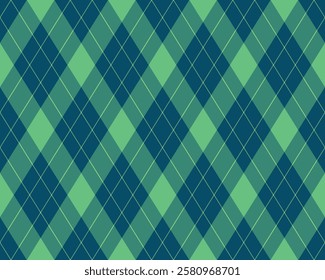 Argyle pattern of geometric rhombus. Harlequin check wallpaper design. Classic diamond shaped textile material for web background, print fabric clothing, sweater, wrapping paper, gift card, invitation