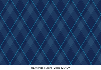 Argyle pattern of geometric rhombus. Harlequin check wallpaper design. Classic diamond shaped textile material for web background, print fabric clothing, sweater, wrapping paper, gift card, invitation