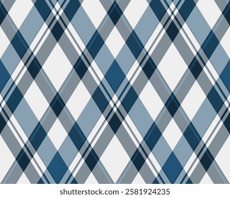 Argyle pattern of geometric rhombus. Harlequin check wallpaper design. Classic diamond shaped textile material for web background, print fabric clothing, sweater, wrapping paper, gift card, invitation