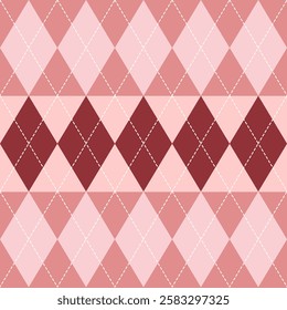 Argyle pattern of geometric rhombus. Harlequin design. Classic diamond shaped textile material for gift wrapping paper, socks, sweater, jumper, other modern textile or paper design.