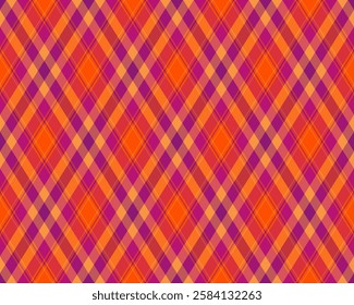 Argyle pattern of geometric rhombus. Harlequin check wallpaper design. Classic diamond shaped textile material for web background, print fabric clothing, sweater, wrapping paper, gift card, invitation