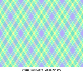 Argyle pattern of geometric rhombus. Harlequin check wallpaper design. Classic diamond shaped textile material for web background, print fabric clothing, sweater, wrapping paper, gift card, invitation