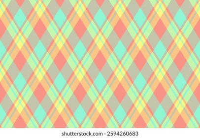 Argyle pattern of geometric rhombus. Harlequin check wallpaper design. Classic diamond shaped textile material for web background, print fabric clothing, sweater, wrapping paper, gift card, invitation