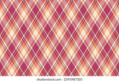 Argyle pattern of geometric rhombus. Harlequin check wallpaper design. Classic diamond shaped textile material for web background, print fabric clothing, sweater, wrapping paper, gift card, invitation