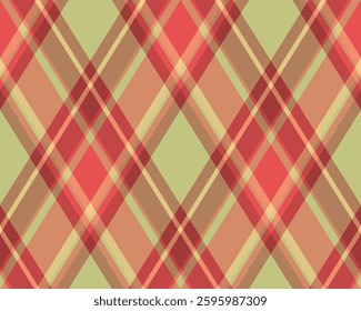 Argyle pattern of geometric rhombus. Harlequin check wallpaper design. Classic diamond shaped textile material for web background, print fabric clothing, sweater, wrapping paper, gift card, invitation