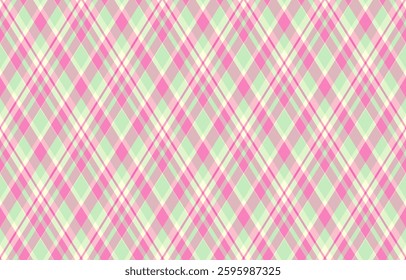 Argyle pattern of geometric rhombus. Harlequin check wallpaper design. Classic diamond shaped textile material for web background, print fabric clothing, sweater, wrapping paper, gift card, invitation