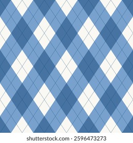 Argyle pattern of geometric rhombus. Harlequin design. Classic diamond shaped textile material for gift wrapping paper, socks, sweater, jumper, other modern textile or paper design.